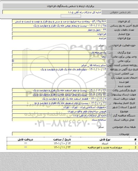 مزایده, فروش ساختمان ظفر واقع در تهران