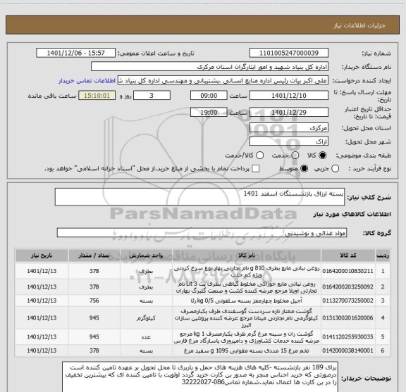 استعلام بسته ارزاق بازنشستگان اسفند 1401