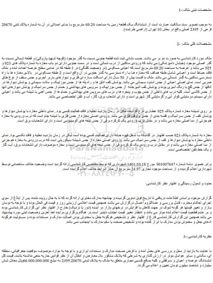 مزایده فروش ششدانگ یک قطعه زمین به مساحت 69.20 مترمربع با بنای احداثی در آن به شماره پلاک ثبتی 20670 فرعی از 2395 اصلی 