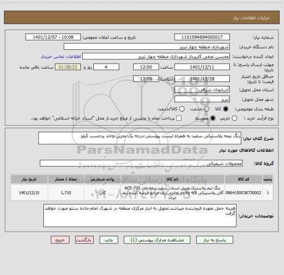 استعلام رنگ نیمه پلاستیکی سفید به همراه لیست پیوستی-درجه یک-بحرین-واحد برحسب کیلو