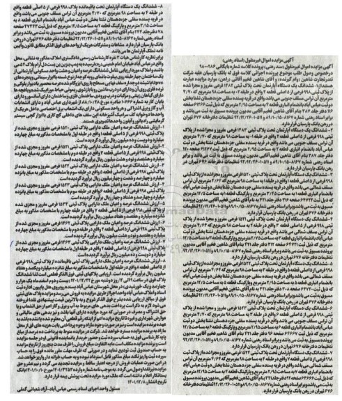 مزایده ششدانگ یک دستگاه آپارتمان تحت پلاک ثبتی 1482 فرعی