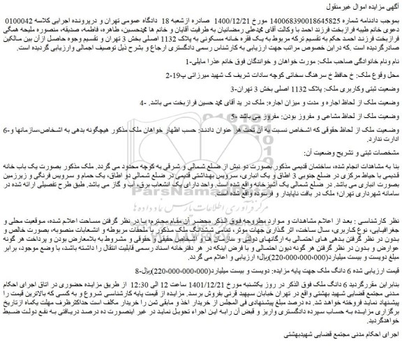 مزایده فروش 6 دانگ ملک