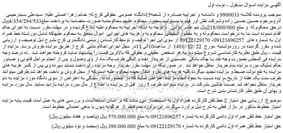 مزایده فروش حق امتیاز 2 خط تلفن کارکرده همراه اول