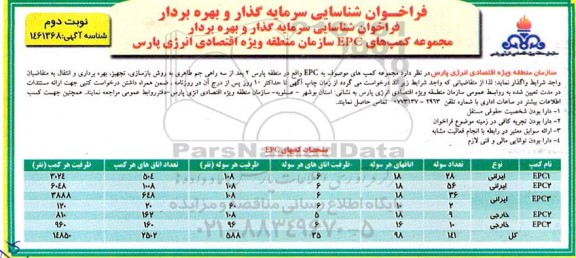 مناقصه و مزایده فراخوان شناسایی سرمایه گذار و بهره بردار مجموعه کمپ های epc ـ نوبت دوم