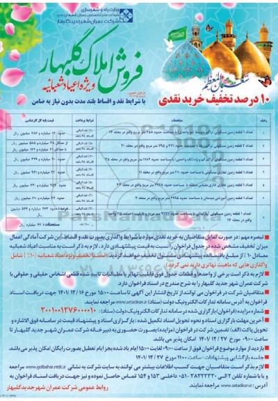 مزایده فروش املاک