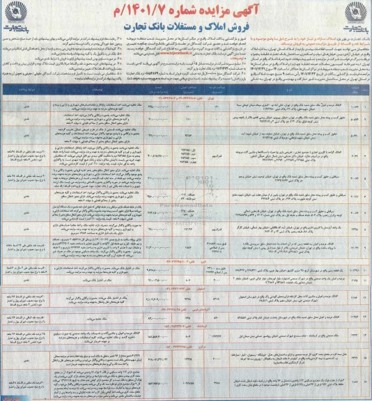 مزایده فروش املاک و مستغلات