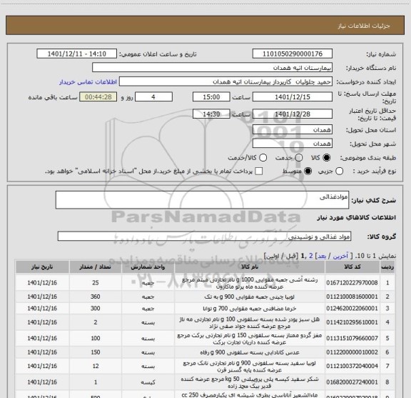 استعلام موادغذائی