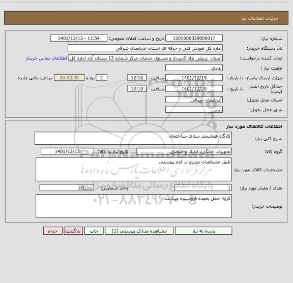استعلام کارگاه هوشمند سازی ساختمان