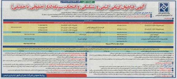 آگهی  فراخوان ارزیابی کیفی و شناسایی و انتخاب سرمایه گذار