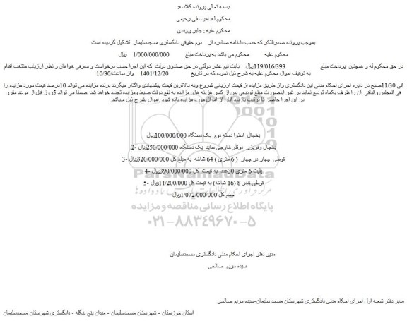 مزایده فروش یخچال  اسنوا دسته دوم  یک دستگاه و...