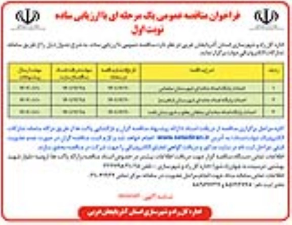 فراخوان مناقصه احداث پایگاه امداد جاده ای شهرستان ...