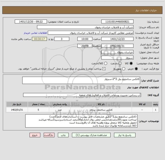 استعلام کانکس ساندویچ پنل 2*2-سبزوار