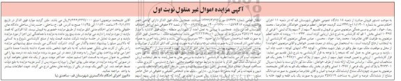 مزایده فروش چهار سهم از شش سهم از پلاک ثبتی 10497/1 