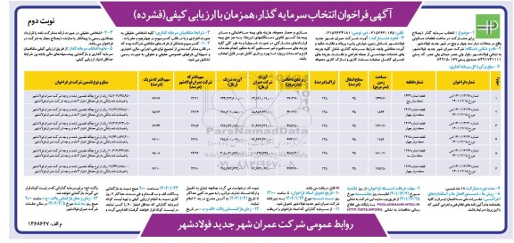 فراخوان انتخاب سرمایه گذار - نوبت دوم 