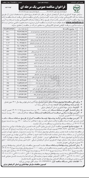 مناقصه احداث تکمیل و بهسازی کانال های ابرسانی کشاورزی ...- نوبت دوم 