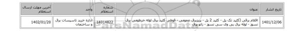 اقلام برقی (کلید تک پل - کلید 2 پل - پریزبرق عمومی - قوطی کلید برق لوله خرطومی برق نسوز - لوله برق پی وی سی نسوز - زانو برق