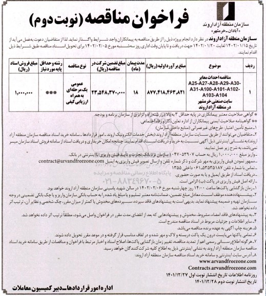 مناقصه احداث معابر نوبت دوم