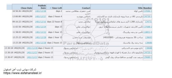 استعلام تامین لوله و...
