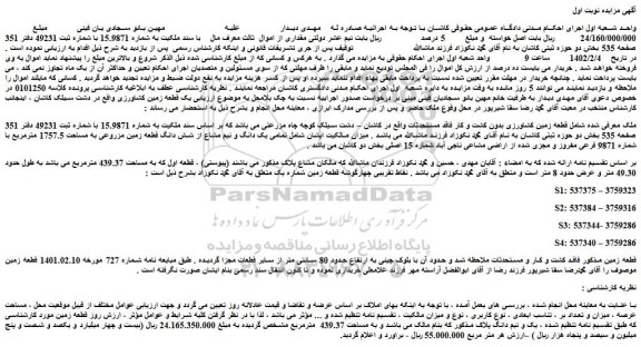 مزایده فروش زمین 