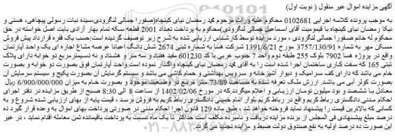 مزایده فروش یک فقره قرارداد پیش فروش مسکن مهر