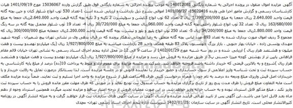 آگهی مزایده تعداد 530 ثوب انواع شلوار کتان و جین بچه گانه و غیره ...