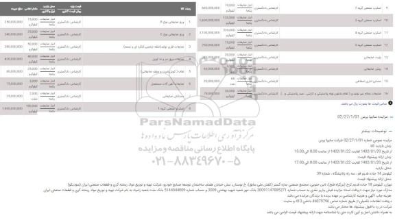 مزایده ورق ضایعاتی نوع B...