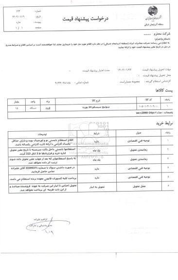 استعلام سوئیچ سیسکو 24 پورت