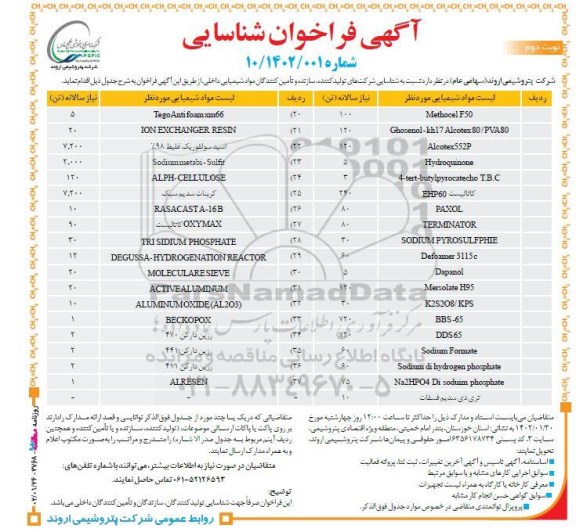 فراخوان methocel f50 و...- نوبت دوم