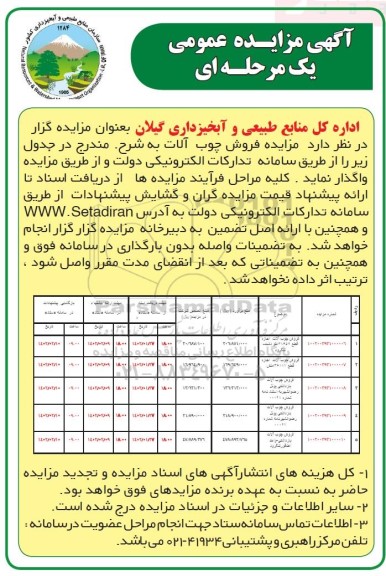 مزایده فروش چوب آلات