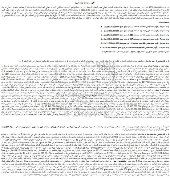 مزایده فروش یک باب مغازه
