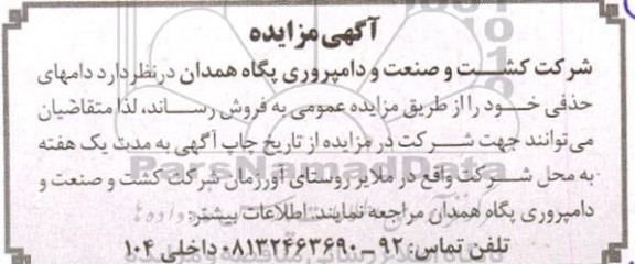 مزایده  دام‌های حذفی 