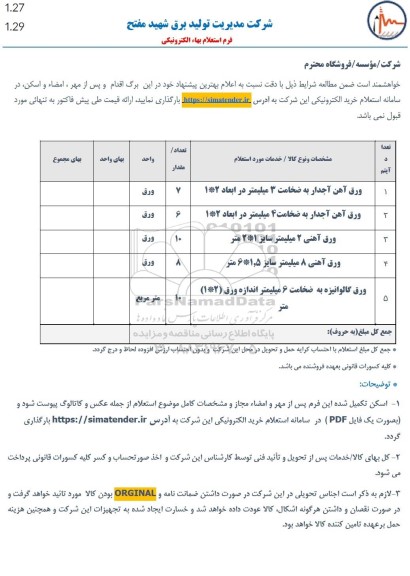 استعلام ورق آهن آجدار به ضخامت 3 میلیمتر در ابعاد 2 * 1 ...