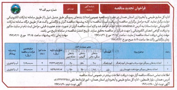 تجدید مناقصه احداث بندهای رسوبگیر