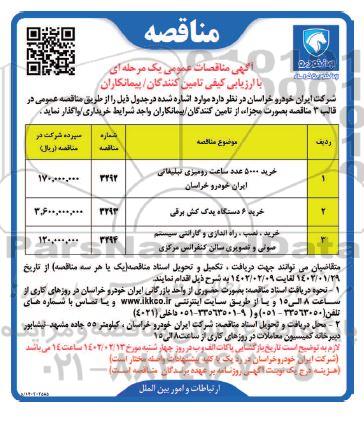 مناقصه خرید 5000 عدد ساعت رومیزی تبلیغاتی و ...