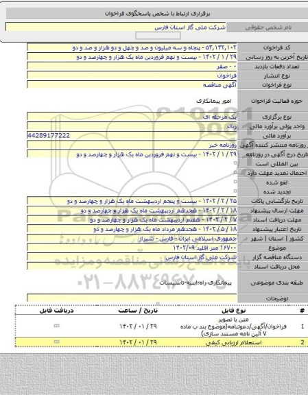مناقصه, ۱۶۷۰۰ متر اقلید ۱۴۰۲/۰۹