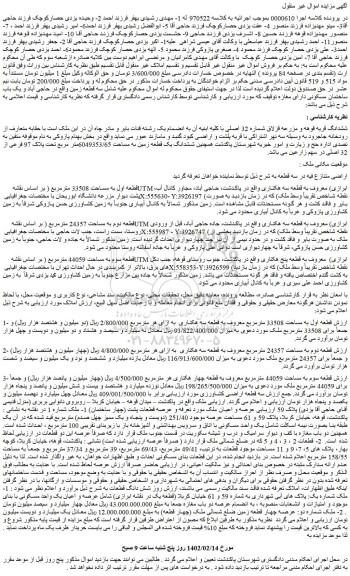 مزایده فروش ششدانگ قریه قوهه و مزرعه قزلاق شماره 32 اصلی با کلیه ابنیه آن به انضمام یک رشته قنات بایر  