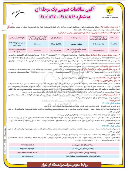 مناقصه عمومی خرید پیچ ... - نوبت دوم
