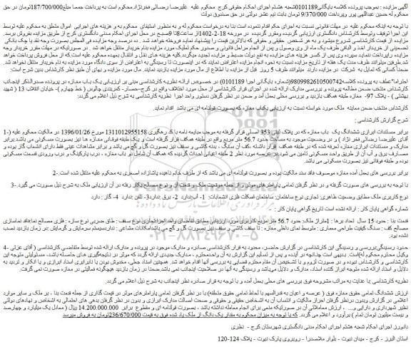 مزایده فروش ششدانگ یک باب مغازه که در پلاک ثبتی 353 اصلی