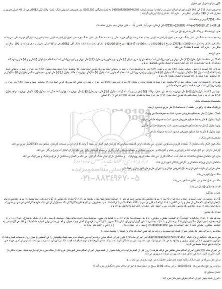 مزایده فروش سه دانگ از  شش دانگ عرصه و اعیان آپارتمان مسکونی  