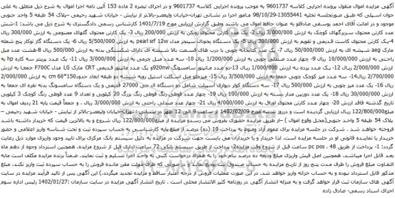 آگهی مزایده شش عدد کارتن محتوی سربرگهای کوچک و...