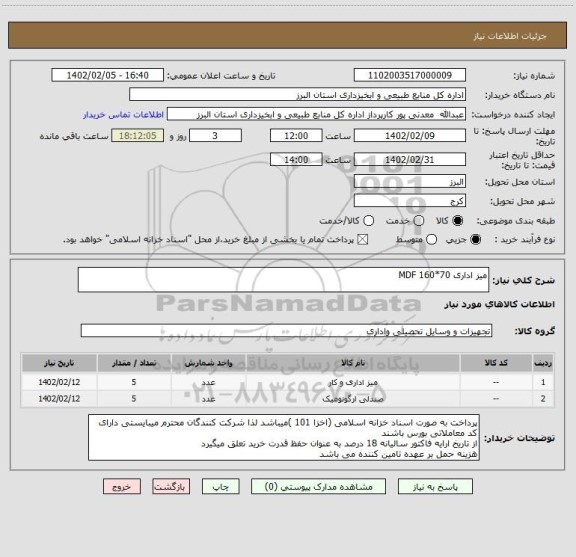 استعلام میز اداری MDF 160*70