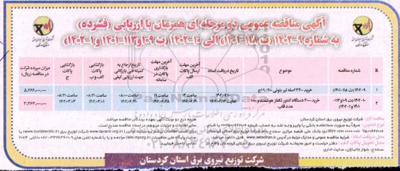 مناقصه خرید 3400 اصله تیر بتونی ... - نوبت دوم