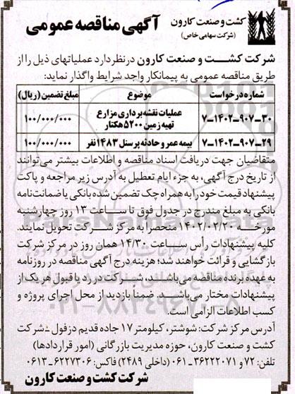 مناقصه عملیات نقشه برداری مزارع تهیه زمین 5200 هکتار...