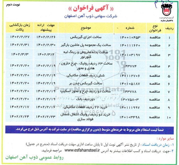 فراخوان ساخت اجزای گیربکس...- نوبت دوم