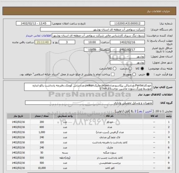 استعلام خودکارPanter.مدادپاکن پیکاسو.مدادpicaso.ماژیکpelikan.مدادتراش کوچک.دفترچه یادداشت پاکو اندازه متوسط وبزرگ.سوزن ماشین دوختSTAPLES