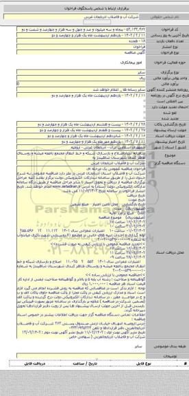 مناقصه, سامانه ستاداصلاح و بازسازی شبکه و خط انتقال مجتمع باغچه میشه و روستای ظاهر کندی شهرستان شاهیندژ به