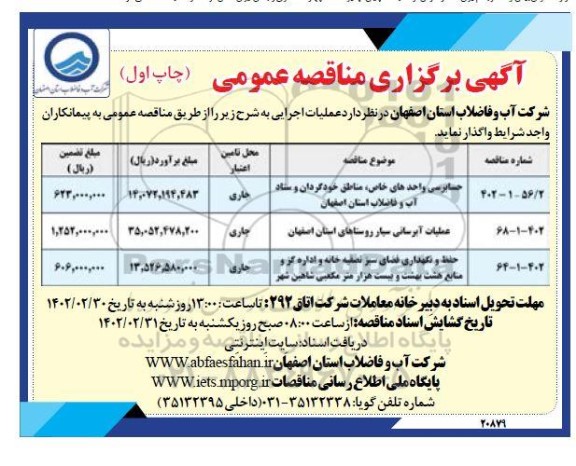 مناقصه حسابرسی واحدهای خاص، مناطق خودگردان و...