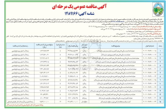 مناقصه عملیات احداث بند سنگی ملاتی حوزه آبخیز....