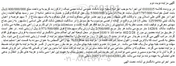 مزایده ملک با پلاک ثبتی 125/9950