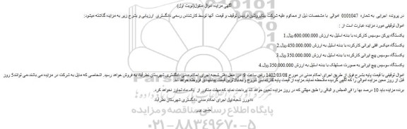 مزایده فروش یکدستگاه پرکن سوسیس کارکرده با بدنه استیل و...